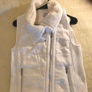 White Puffer/Fleece Asymmetrical Vest